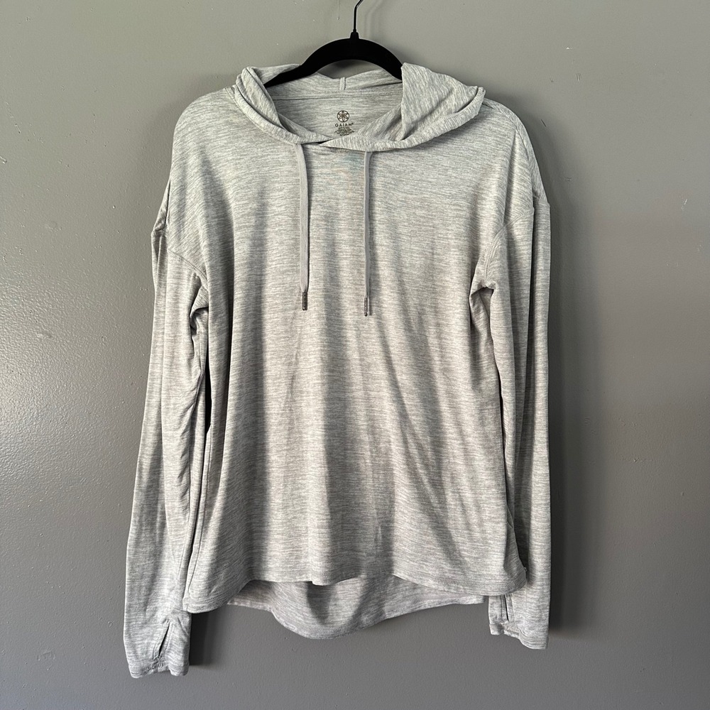 Gaiam Heather Grey Open‎ Back Long Sleeve Light Weight Dri-Fit Shirt SMALL